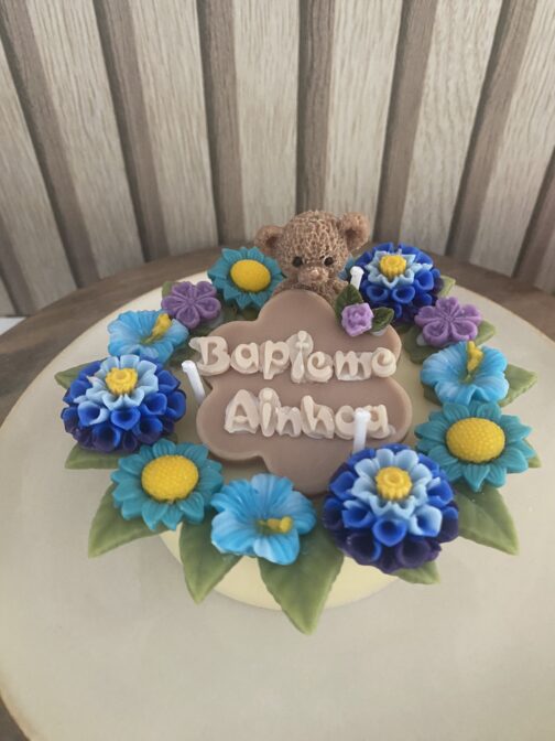 Bougie couronne de fleur - Baptême