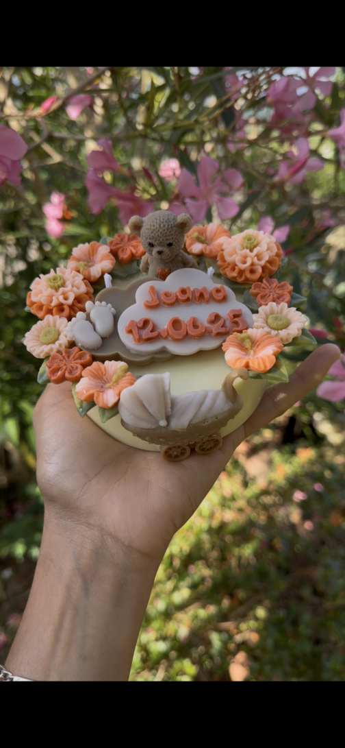 Bougie couronne de fleur - Naissance